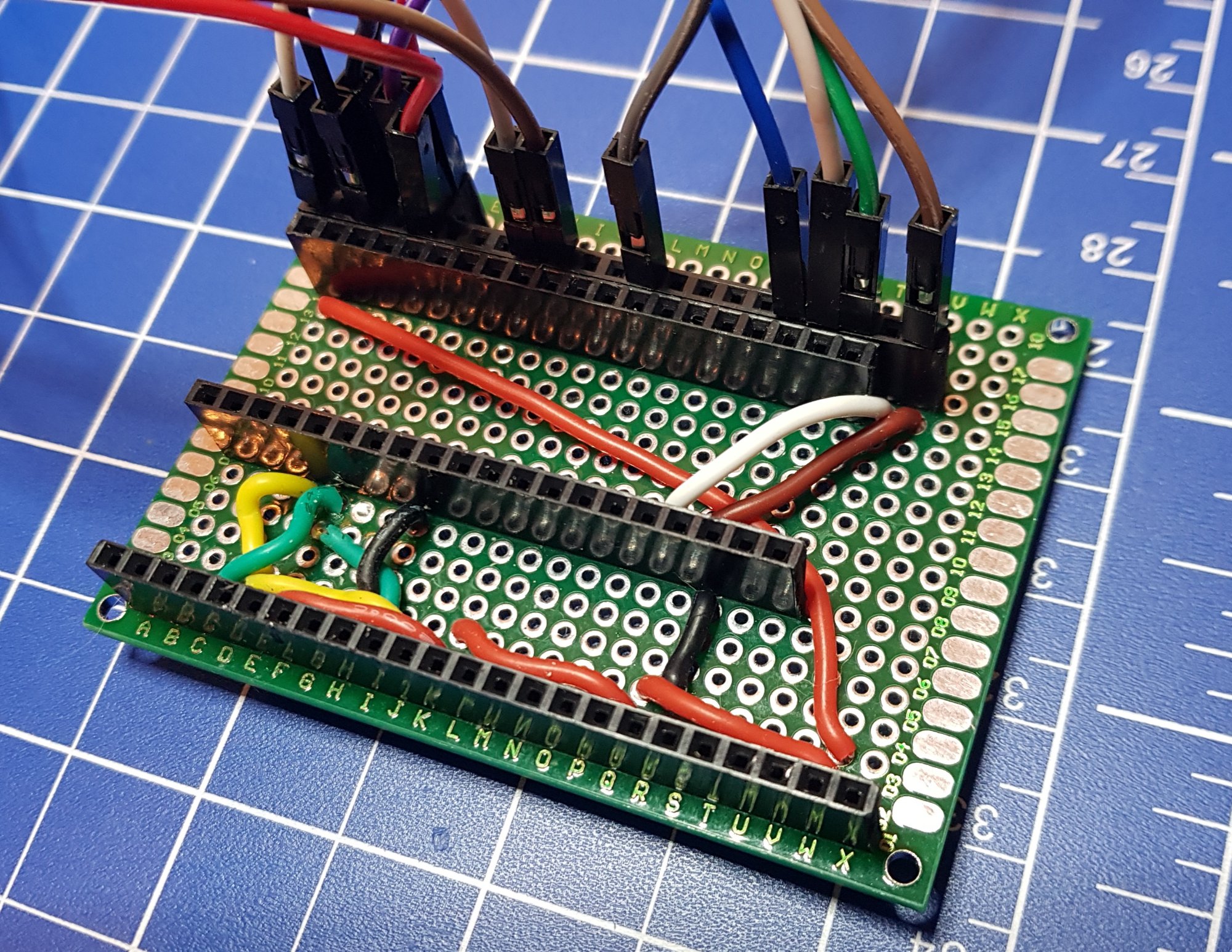 Top view of the perfboard